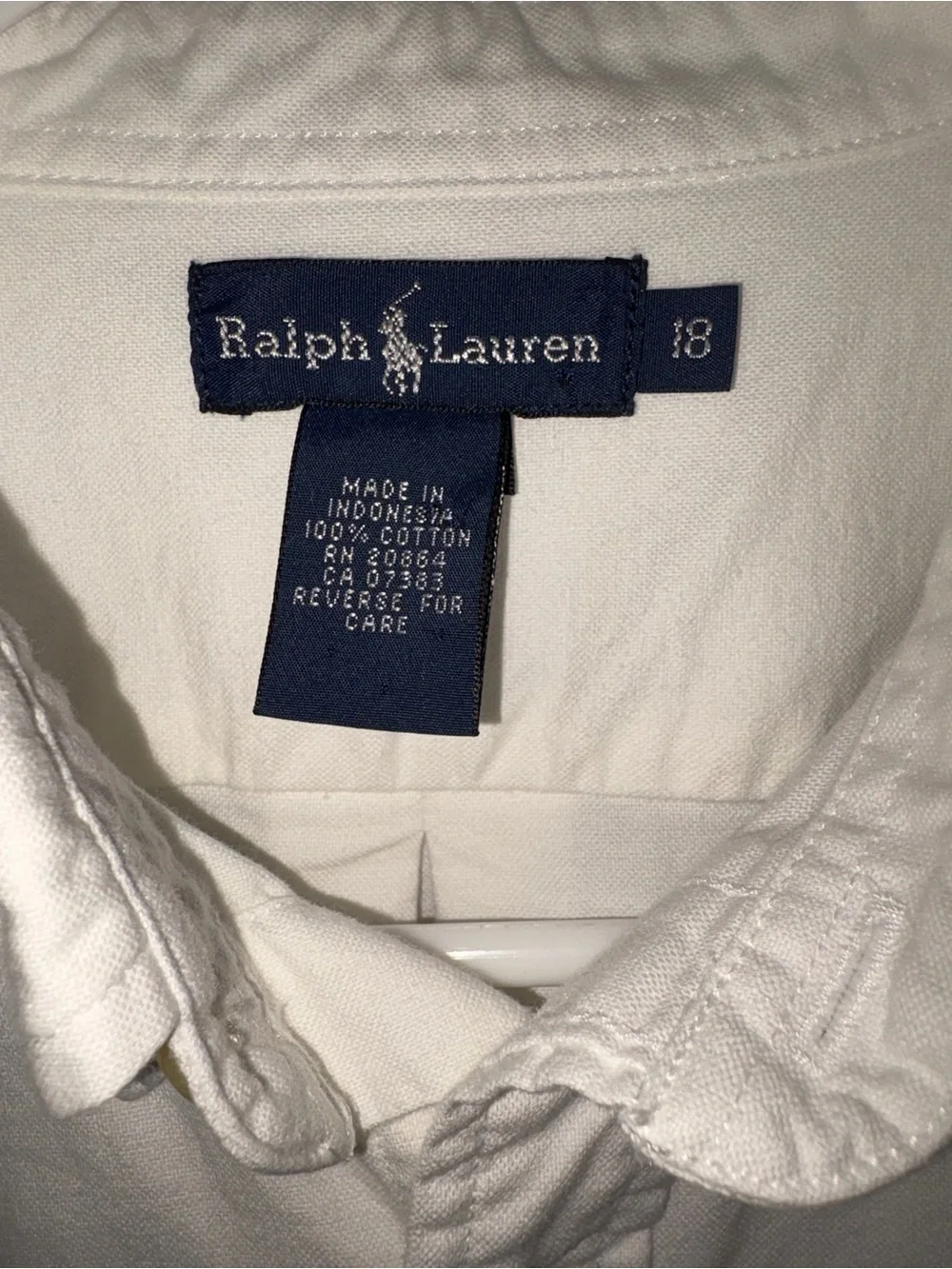 vintage Ralph Lauren oxford cloth button down shirt boy's 18 EUC LN